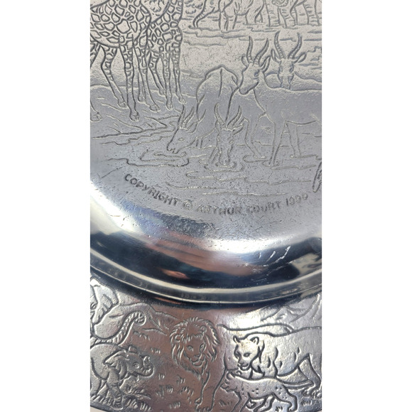 Vintage 1990 Arthur Court Safari Plate 14" Round Aluminum Serving Platter RARE - Picture 5 of 5